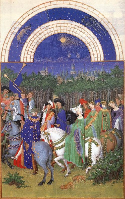 LIMBOURG brothers Les trs riches heures du Duc de Berry: Mai (May) g